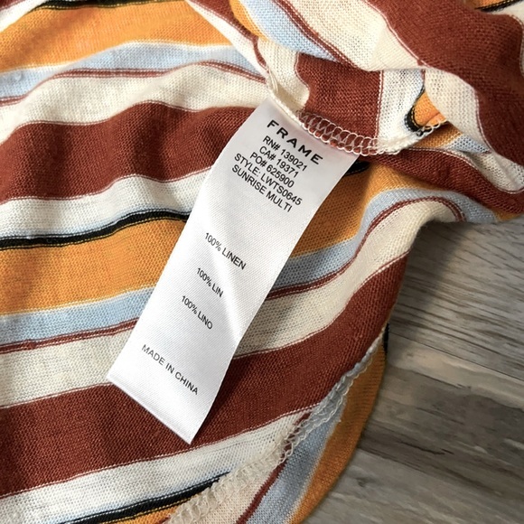 FRAME Wear Striped Linen Tank Sunrise Multi - Picture 10 of 11
